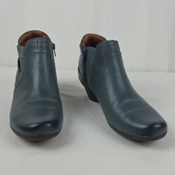Cobb Hill Leather Ankle Booties Boots Womens 10 Blue Gray - Picture 5 of 15